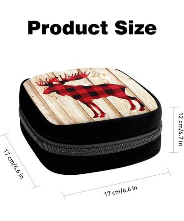 Period Bag Sanitary Napkin Storage & Makeup Pouch | Christmas Plaid Deer Color2620 - Buy Online on GoSupps.com