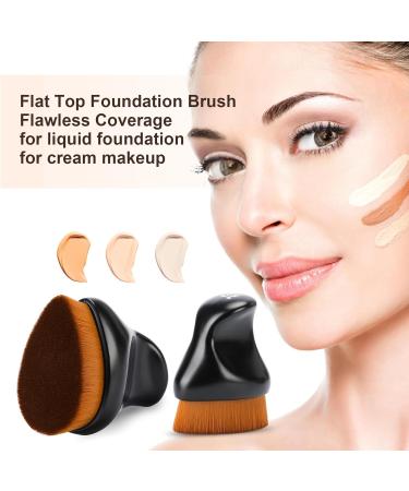 Buy Foundation Makeup Brush | Kabuki Bronzer Brush for Liquid & Cream Cosmetics | Ergonomic Handle - Matte Black - Buy Online on GoSupps.com