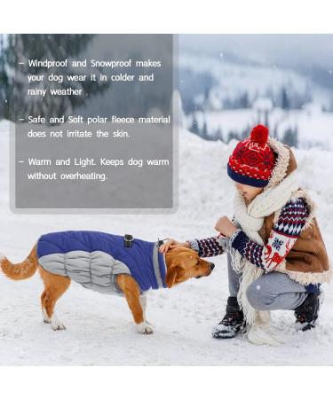 Kuoser Waterproof Dog Coat - Cozy Fleece-Lined Winter Jacket for Small & Medium Dogs | Cold Weather Pet Clothing L Blue - Buy Online on GoSupps.com
