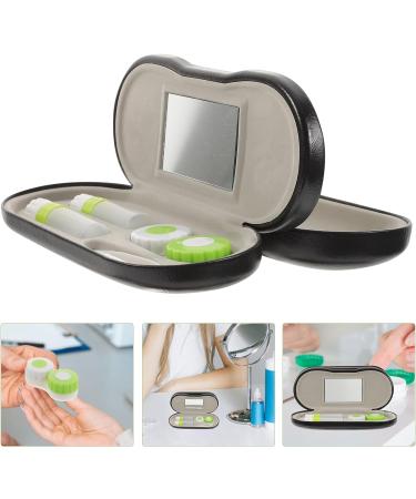 Lens Case and Glasses Case with Built-in Mirror Tweezer and Solution Bottle - 2-in-1 Eyeglass and Lens Case Double Layer Portable Lens Box for Home Travel - Buy Online on GoSupps.com