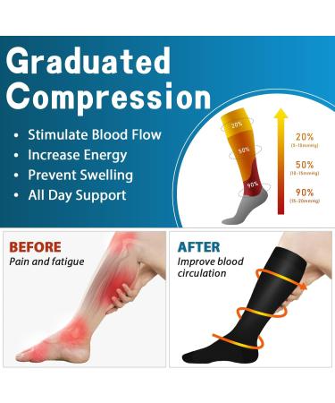 Sunfeeling Compression Stockings for Men & Women - 6 Pairs 20-30 mmHg Support for Running & Athletics - A6 Black/White/Marineblau S-M - Buy Online on GoSupps.com