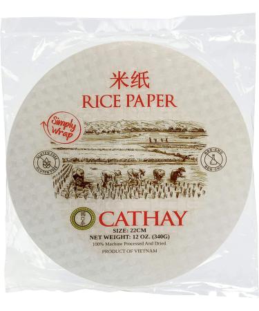 Cathay Fresh Spring Roll Rice Paper Wrappers, Rice Paper Wrappers for Fresh Rolls-30 Sheets, Non-GMO, Gluten-Free, Low Carb, Vietnamese Summer Wrap with Natural Ingredients, Veggie Wrap (Round, 22cm) Round 22cm