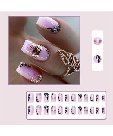 Wearable nails 24 pieces of nail pieces gold foil leaves medium wearable nail pieces ins sweet and cool wearable nail pieces nail pieces fake nail patches 1 count (Pack of 1) - Buy Online on GoSupps.com
