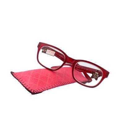 Rita (Premium) Reading Glasses High-End Reading Glass en Women Eyeglasses (Square) (Red) Red 2.5 x