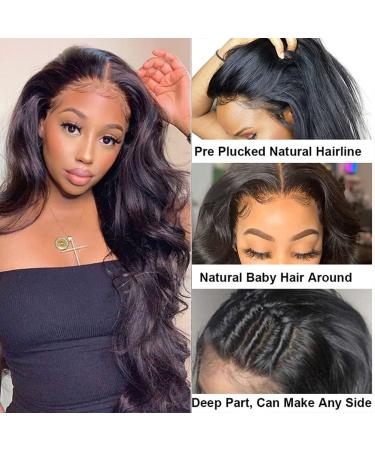26 Inch Body Wave Lace Front Wig for Black Women | Pre Plucked 180% Density Human Hair Wig | Natural Black Color - Buy Online on GoSupps.com