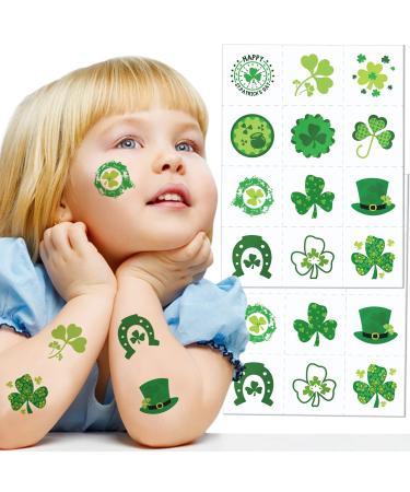 Shamrock Party Favors for Kids - 144pcs St Patrick's Day Irish Tattoo Sticker Ireland Green Party Gift Favors