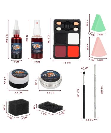 Special Effects SFX Makeup Kit - Bruise Face & Body Palette Scar Wax Fake Blood Spray & Sponges for Halloween Cosplay - Buy Online on GoSupps.com