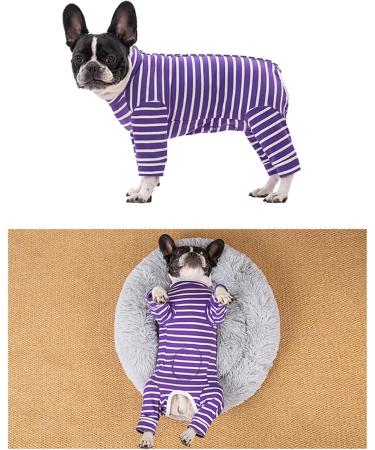 Ruiqas Dog Surgery Suit - Breathable Male & Female Dog Recovery Outfit Prevents Licking Violet Striped Pet Bodysuit - Buy Online on GoSupps.com