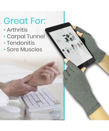 Vive Arthritis Gloves - Compression Hand Glove for Arthritis Relief - Carpal Tunnel Support - Grey Medium - Buy Online on GoSupps.com
