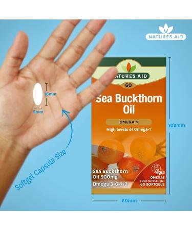 Nature's Aid Omega-7 Sea Buckthorn Oil 500mg - 60 Vegetarian Softgels - Buy Online on GoSupps.com