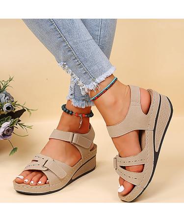 Bunion Corrector Sandals for Women - Arch Support Plantar Fasciitis House Shoes with Orthotic Flip Flops - Black Feather Heels 6.5 Wide Khaki - Buy Online on GoSupps.com