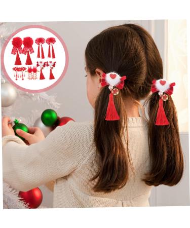 minkissy 5 Pairs Antique Red Hairpin Tassel Hair Accessories Furry Balls Hair Clip Chinses Spring Festival Headdress Pom Pom Tassels Hair Clips Barrettes Flower Hair Hairy Cloth Child - Buy Online on GoSupps.com