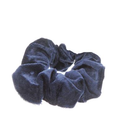 Ladies Girls Large School Velvet Hair Elastic Tie (Navy)