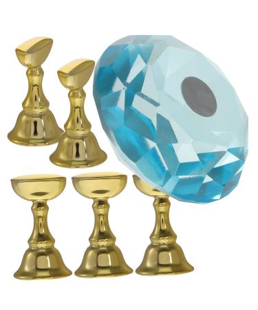 1 Set Manicure Practice Base Nail Crystal Holder Manicure Tool Press on Nail Stand Nail Display Stand Magnetic Nail Holder False Nails Japanese Crystal Glass with Electroplating 4x4cm As shown 1