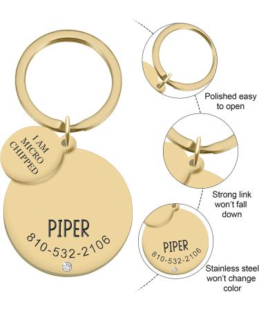 Natiform Personalized Stainless Steel Pet ID Tag - Engraved Dog Name Tag & Keychain for Pet Lover | Gold - Buy Online on GoSupps.com