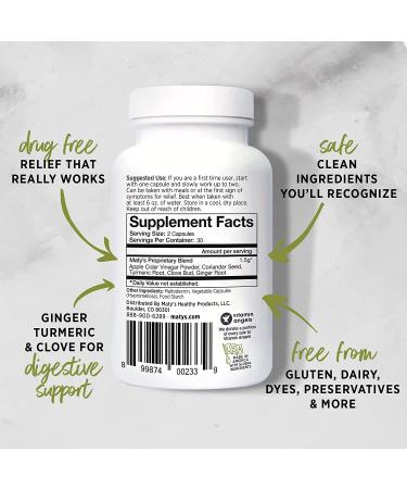 Matys Acid & Indigestion Relief Capsules | All Natural Heartburn Relief with Ginger & Turmeric | 60 Count (30 Servings) | Safe & Effective Formula - Buy Online on GoSupps.com