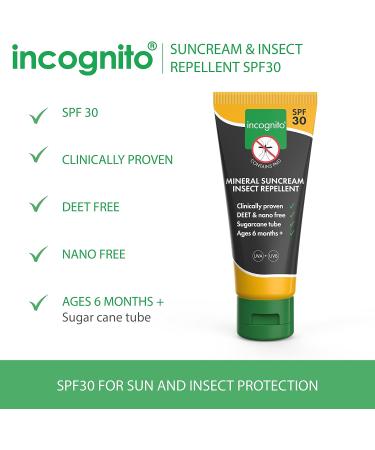 SPF30 Incognito Sunblock Insect Repellent 100ml - 3-in-1 Moisturizer for Soft, Protected Skin - Buy Online on GoSupps.com