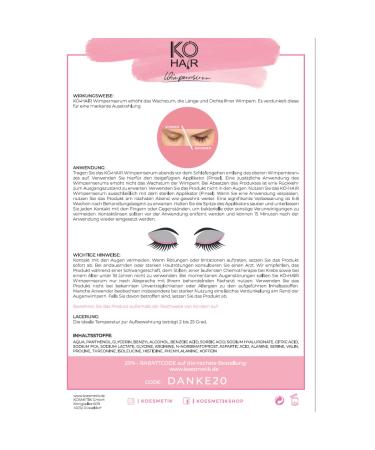 K -Hair Eyelash Serum Growth Booster | Fast & Effective Eyelash Growth | Dense Long Lashes | Made in Germany 3 ml - Buy Online on GoSupps.com
