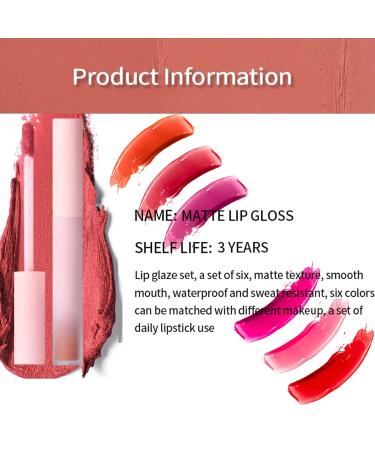 Colored Liquid Lipstick Set - 6 Velvet Matte Nude Pink Shades | Waterproof Long Lasting Non-Stick Cup Lip Gloss Kit | Perfect High Pigmented Makeup Gift for Women - Buy Online on GoSupps.com