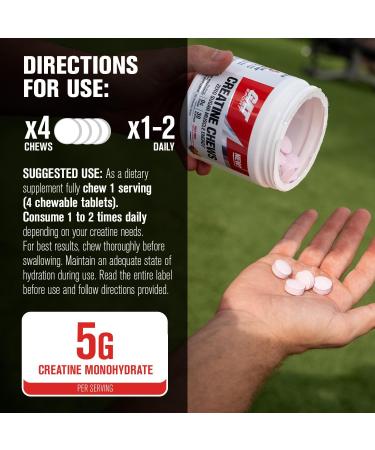 GAT SPORT Creatine Chews Zero Sugar 5g Pure Creatine Monohydrate 3rd Party Tested Brain Health Muscle Strength Anti-oxidant Support for Men & Women 30 Servings (Grape Cotton Candy) - Buy Online on GoSupps.com