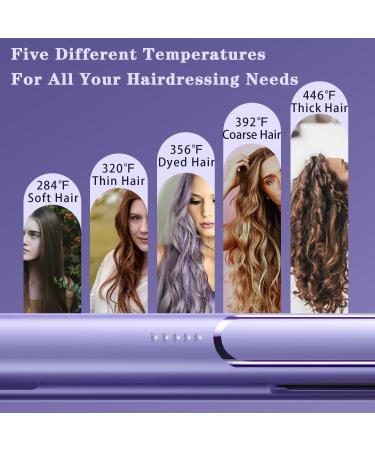 2 in 1 Ceramic Flat Iron & Curler - Professional Titanium Hair Straightener Fast Heating 0.8 Inch - Purple - Buy Online on GoSupps.com