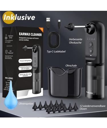 Water Powered Ear Cleaner - Electric Ear Wax Removal Kit | USB Rechargeable 4 Pressure Settings Waterproof & Safe | Includes Syringe Bulb Basin & 12 Tips - Buy Online on GoSupps.com