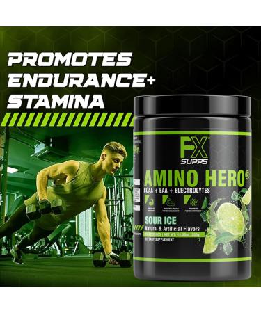 Amino Hero Sour Ice Flavor - 50 Servings Post-Workout Recovery Drink | BCAA EAA & Electrolytes for Endurance & Muscle Health | Energy Powder Mix - 2 Pack - Ships Internationally - Buy Online on GoSupps.com