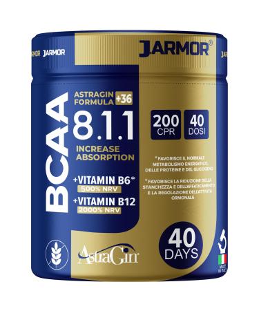 Bcaa 8 1 1 AstraGin 200 Tablets | Branched Amino Acid Supplement + Vitamin B6 and B12 J.Armor