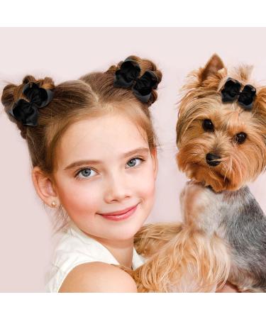 2Pcs Black Ribbon Hair Bow Clips for Girls & Women | 3 inch Ponytail Holder with Duckbill Clip - Buy Online on GoSupps.com
