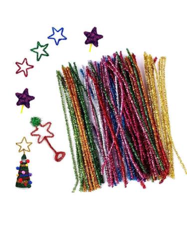 300 Pcs Glitter Sparkle Pipe Cleaners - 10 Colors Metallic Chenille Stems for DIY Crafts & Decorations - Buy Online on GoSupps.com