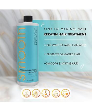 KERAGEN Brazilian Keratin Smoothing Treatment 16 Oz - Formaldehyde Free Blowout Straightening System for Dry, Damaged Hair - Eliminate Curls and Frizz - Fine to Medium Hair - Buy Online on GoSupps.com