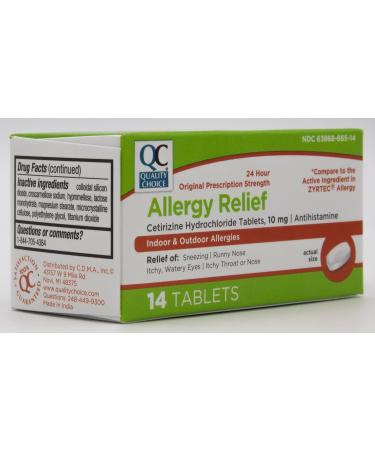Quality Choice Allergy Relief Cetrizine Hydrochloride 10mg Antihistamine - 14 Tablets - Buy Online on GoSupps.com
