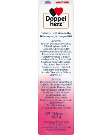 Doppelherz Vitamin B12 500 - High Dose Vegan Tablets 500 g - 120 Mini Tablets for Energy & Immunity - Buy Online on GoSupps.com
