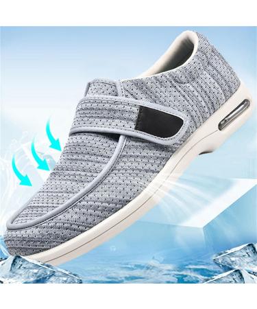 Diabetic Foot Shoes for Men | Pain Relief & Orthopedic Support | Adjustable Breathable Lightweight Footwear for Swollen Feet & Plantar Fasciitis - Black Gray - Buy Online on GoSupps.com