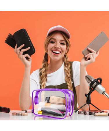 12-Piece Clear PVC Zippered Cosmetics Bag Set - Waterproof Toiletry Carry Pouch for Makeup - Purple Medium - Buy Online on GoSupps.com