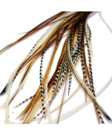 Real Feather Hair Extensions - Mixed Naturals (3 Feathers) - Buy Online on GoSupps.com
