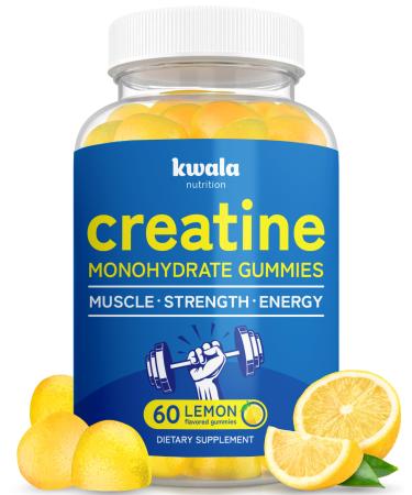 Creatine Monohydrate Gummies - Muscle Growth Recovery & Strength for Men - 60 Servings - 5g Creatine Per 5 Creatine Gummies - Lemon Flavored - Vegan Creatine Chews 60 Count (Pack of 1)