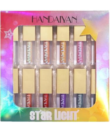 Liquid Eyeshadow 12 Colors Sparkling Shimmer Eye Shadow - Brilliant Highlighter Eye Shadow Eye Shadow Kit Quick-Drying Long Lasting Easy to Apply Crystals Eyeshadow Eyes Make Up Kit Frifer - Buy Online on GoSupps.com