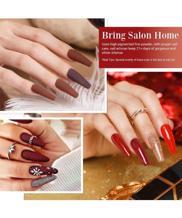 AZUREBEAUTY Dip Powder Nail Kit Starter Set - 20 Colors Sunset Glitter Red Nude Brown Collection for French Nail Art - Includes Base/Top Coat - Perfect DIY Salon Gift for Women - Buy Online on GoSupps.com
