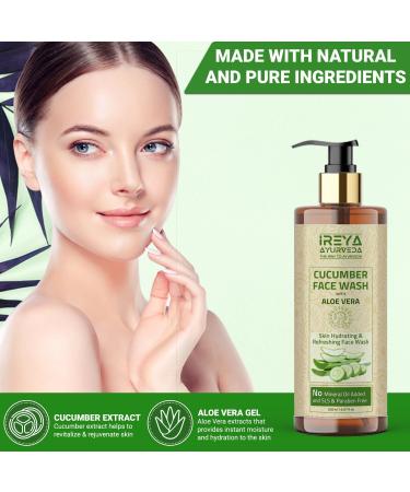 Cucumber Face Wash 200ml with Aloe Vera Face Wash for men and women Made With Cucumber extract & Aloe vera gel.Pure Vegan Natural Cruelty Free by Ireya Ayurveda - Buy Online on GoSupps.com