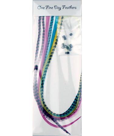 10 feather hair extensions real feathers 22-28 cm with rings/loops (Candy)