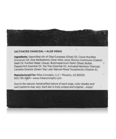 Activated Charcoal & Aloe Vera Bar Soap - All-Natural Detoxifying Soap for Face & Body | Acne Blackheads Eczema Relief | Handmade Palm Oil Free - Buy Online on GoSupps.com