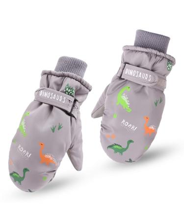 XIAOHAWANG Kids Ski Gloves Baby Boys Winter Dinosaur Glove Toddler Girls Waterproof Mittens 2-8 Years Gray Dinosaur 4-8 Years - Buy Online on GoSupps.com