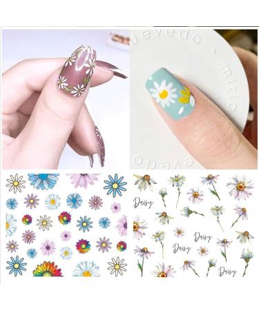Daisy Nail Art Stickers Decals - 12 Sheets Water Transfer Slider for Women & Girls - Spring Summer Floral Decorations - Buy Online on GoSupps.com