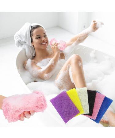 African Bath Sponge Set - 6 Exfoliating Shower Scrubbers for Smooth Skin | Daily Use | Black, Off-White, Blue, Pink, Yellow, Purple - Buy Online on GoSupps.com