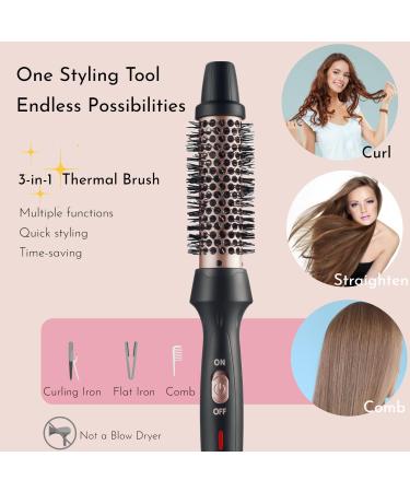 1 1/4 Inch Ceramic Tourmaline Curling Iron Brush - Dual Voltage Travel Tool for Long & Medium Hair - Black - Buy Online on GoSupps.com