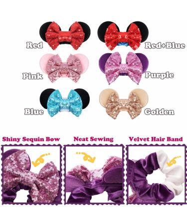 MiDoDo Mouse Ears Velvet Hair Ties 6 Pack Elastic Hair Bands with Sequins for Women & Girls - Buy Online on GoSupps.com