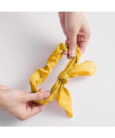 2Pcs Yellow Silk Hair Ties Set | Butterfly Bow Scrunchies for Women & Girls - Ideal for Parties & Everyday Wear - Buy Online on GoSupps.com