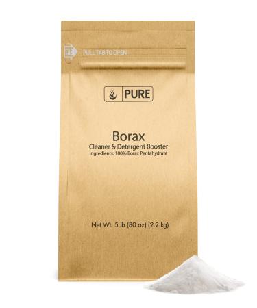 Pure Original Ingredients Borax (5 lb) Sodium Borate, Multipurpose Cleaning Agent, Ideal Slime Ingredient 5 Pound (Pack of 1)