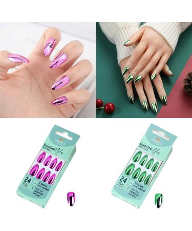 FEIlei 24x Press on Nails Glossy False Nails Full Cover Fake Nail for Women and Girls - Buy Online on GoSupps.com